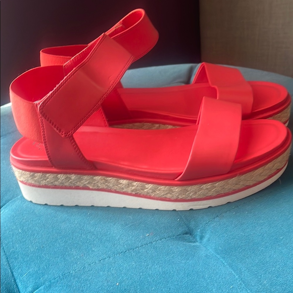 Franco Sarto Coral Red Platform Sandals - Picture 1 of 8